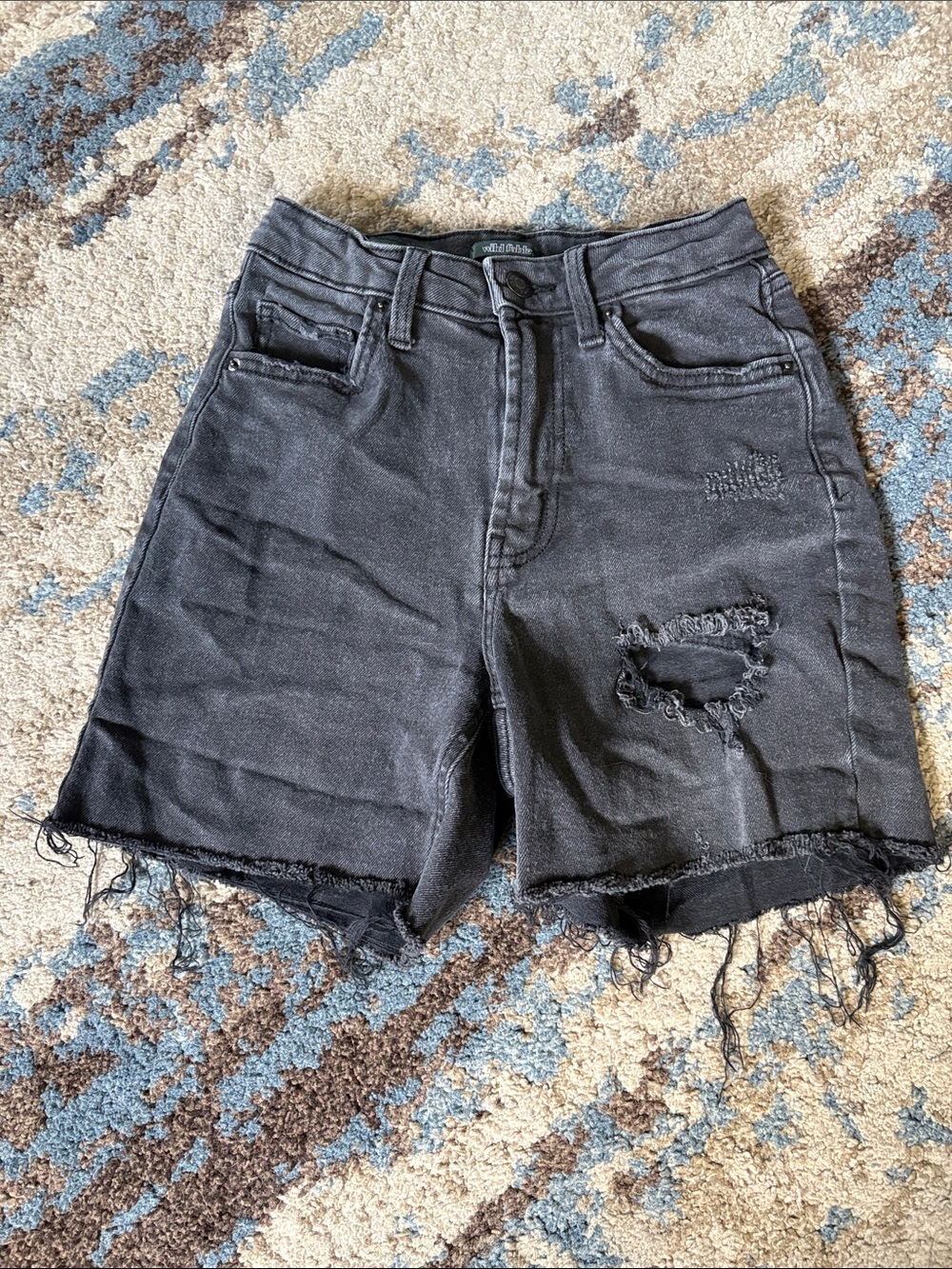 wild fable Black Distressed High-Rise Jean Shorts